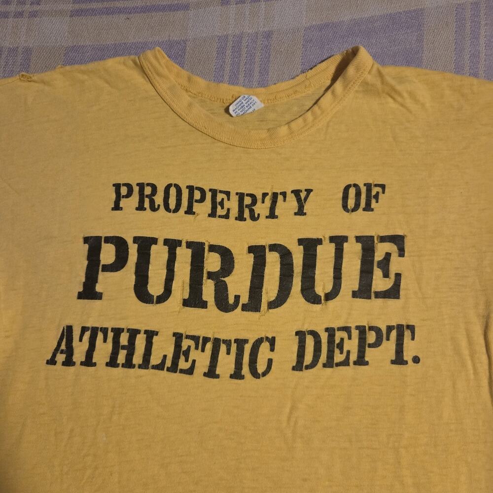 Vintage 1960s Purdue Athletic Department Property Artex Cotton T Shirt Thrashed